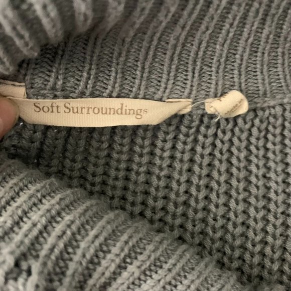 Soft Surroundings Highland Sweater M Grey Snaps Pockets Chunky Rib Knit Tunic - Picture 6 of 6